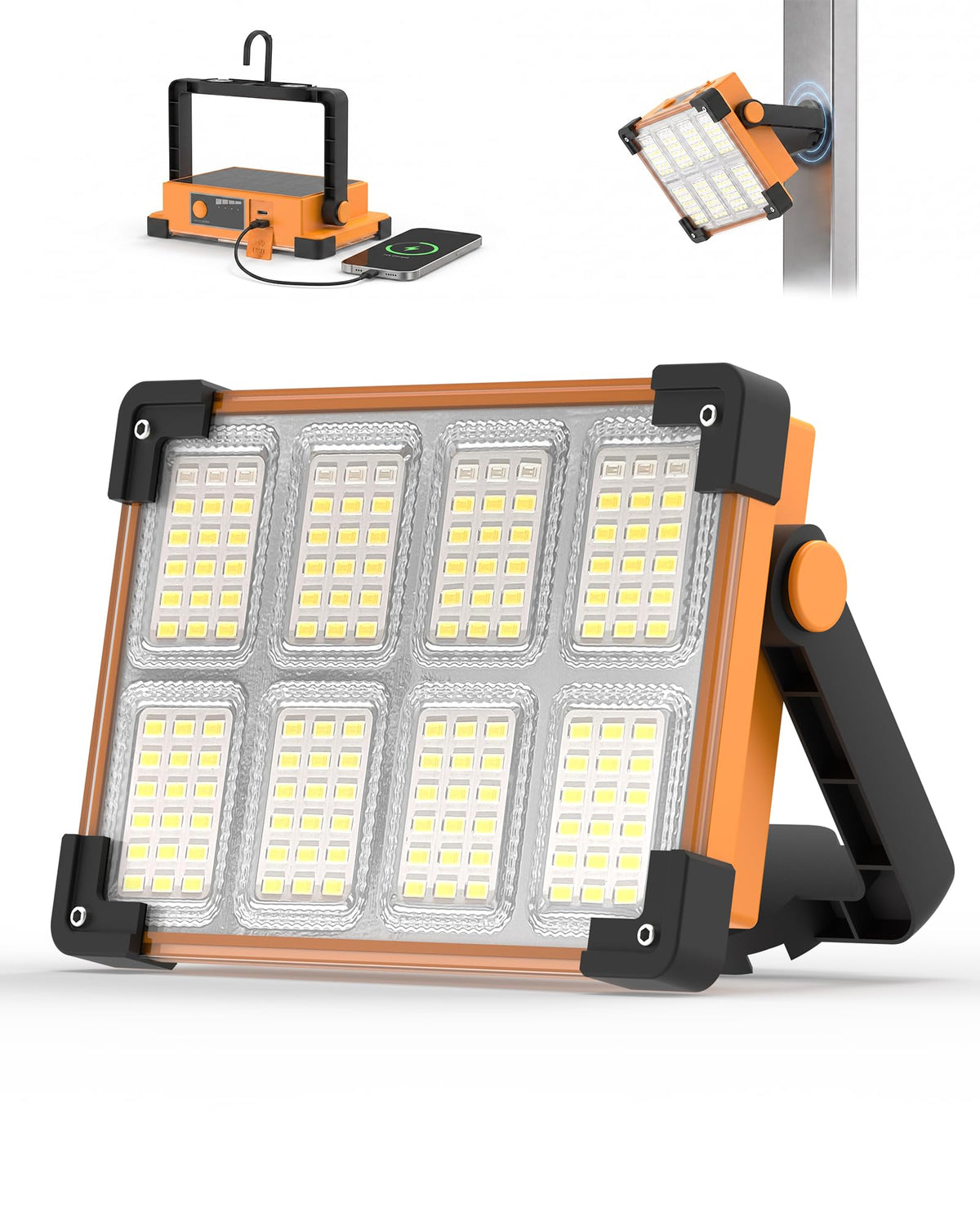 Solar Rechargeable LED Work Light with Magnetic Base - Image 1