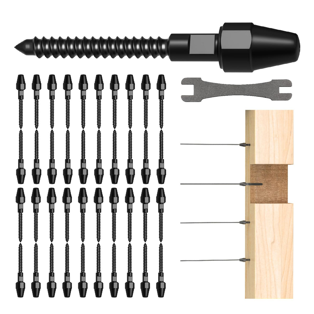 20 Pairs Black QuickLock Deck Wire Railing Kit, T316 - Image 1