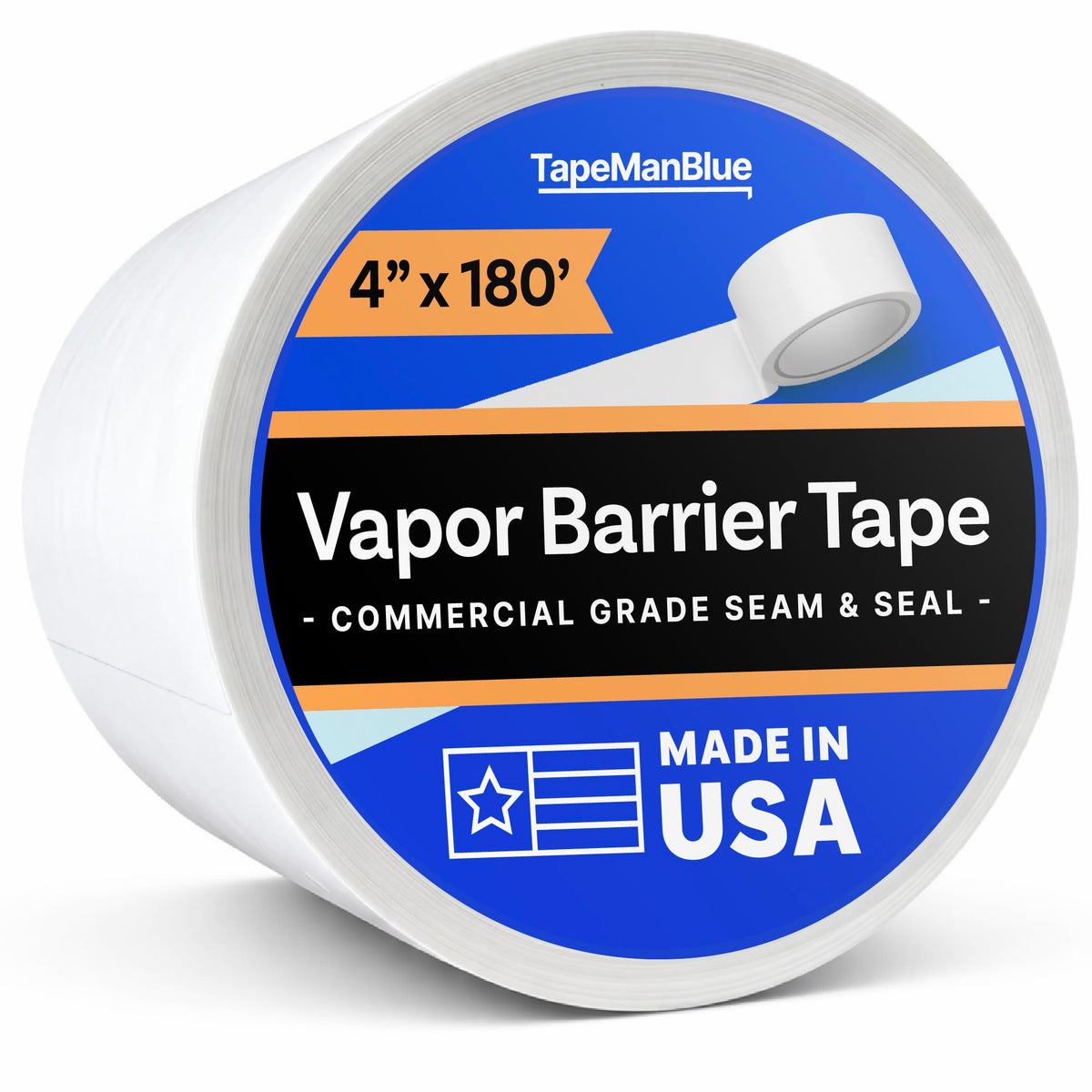 Vapor Barrier Tape - 4 inch x 180' Roll, Made in USA - Image 1