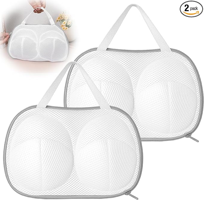2 Pack Large Bra Washing Bags for Laundry, Underwear Brassiere Wash Bag Set Bra Bags for Wash Machine With Zipper Lingerie Bag for Washing Delicates Women Bras Washer Protector (Gray)