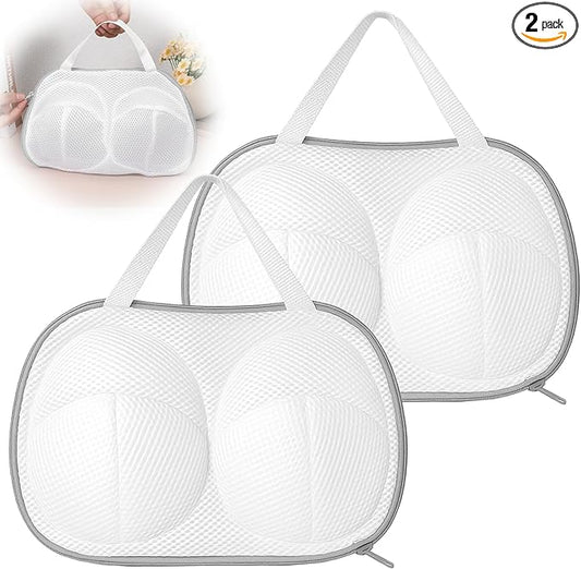2 Pack Large Bra Washing Bags for Laundry, Underwear Brassiere Wash Bag Set Bra Bags for Wash Machine With Zipper Lingerie Bag for Washing Delicates Women Bras Washer Protector (Gray)
