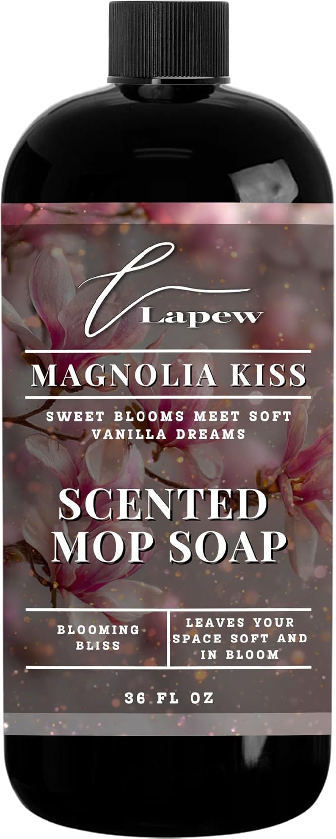 Lapew Magnolia Kiss Scented Mop Soap - Luxury Floor Cleaner Concentrate for Mopping Tile, Laminate, Vinyl & Hardwood | Streak-Free, Low-Foam | 36 oz
