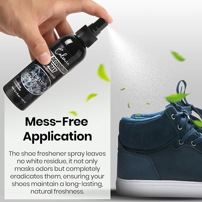 (3-Pack) Calvana 5.1 fl.oz Heavy Duty Shoe Deodorizer Spray Kit, Multi-Purpose Odor Remover for All Types of Footwear, Extra Strength, Portable & Travel-Friendly