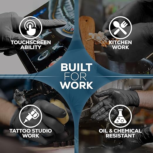 First Glove Volt 6 Mil Black Nitrile Disposable Gloves - 100 Ct. 2X-Large - Food Safe Heavy Duty Gloves for Cooking, Cleaning, Industrial & Food Service - Latex Free, Powder Free, Micro-Textured Grip