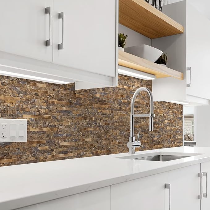 Peel and Stick Backsplash, 10-Sheet Peel and Stick Tiles PVC Wall Tile Stick on Backsplash for Kitchen