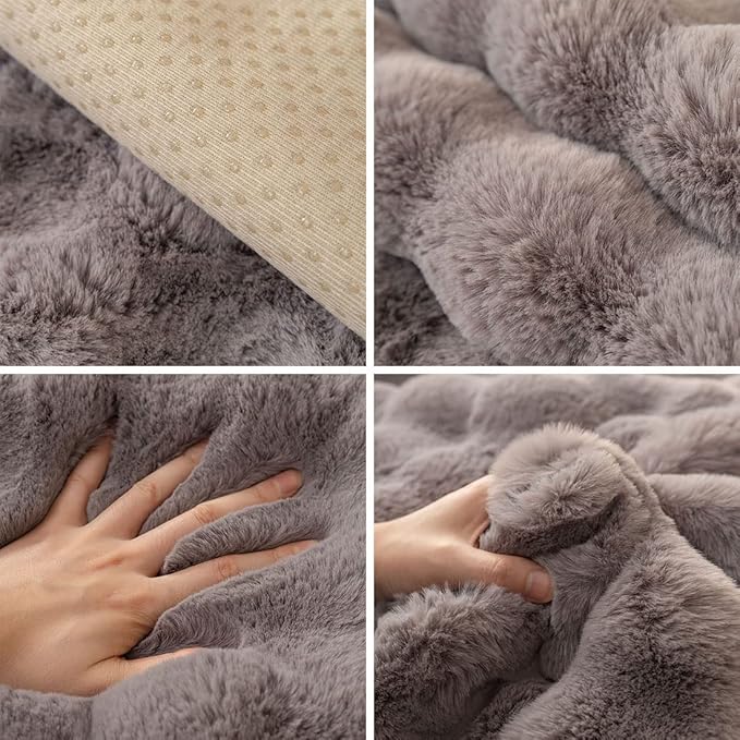 Soft Warm Faux Fur Couch Sofa Cover Thick Shaggy Fuzzy Sectional Couch Cover Non-Slip Solid Color Plush Sofa Slipcover Furniture Protector for Pets, Kids (Dark Grey,36"x82")