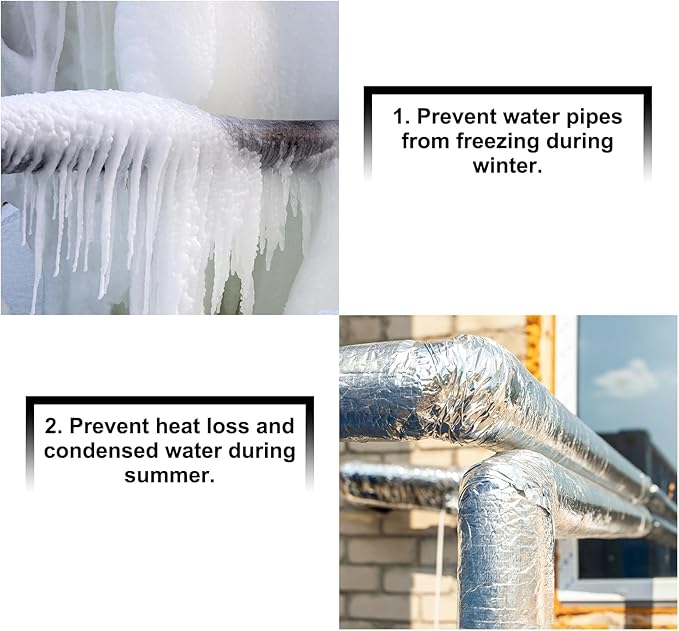 PATIKIL 1.3ft Length 43mm(1-11/16") ID 73mm OD Pipe Insulation Foam Tube, 6 Pcs 15mm Thick Self Adhesive Pipe Freeze Protection Wrap with Aluminum Foil for Outdoor Winter Irrigation