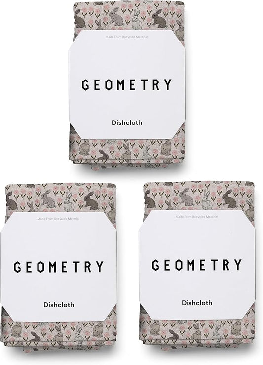 GEOMETRY Kitchen Dish Cloths - Quick Dry Dishcloths for Kitchen - Premium Dish Rags with Geoweave - (Bunny Bloom, 3-Pack Set)