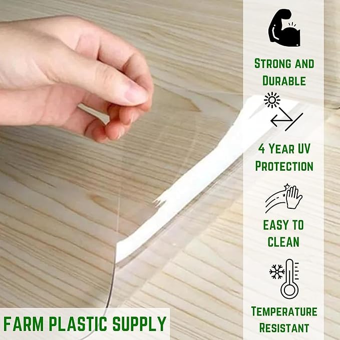 Farm Plastic Supply - Clear Vinyl Sheeting - 80 Mil - Vinyl Plastic Sheeting, Clear Vinyl Roll, Clear Vinyl Sheet for Storm Windows, Clear Vinyl, Covering, Tablecloth Protector (6.5' x 100')