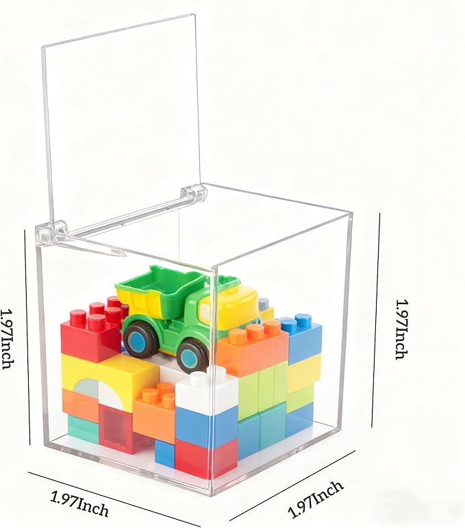 Acrylic Box Clear Hinge Lid Box with Lid Small Clear Display Multipurpose Storage Contanier for Keepsakes, Jewelry, Trinkets