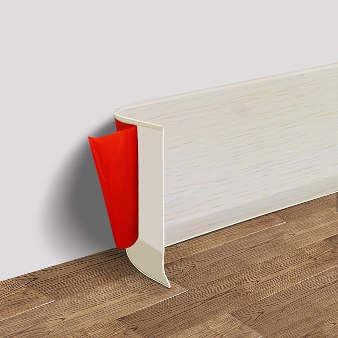 Vinyl Wall Base Baseboard Molding Trim 6" Flexible Self Adhesive Rubber Wall Base Moulding Trim Peel and Stick Design, 6 Inch x 100 Feet, Beige Wood