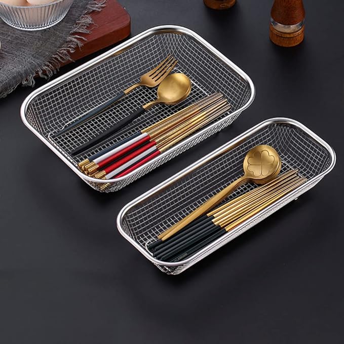 Food Strainers Flour Sifter Stainless Steel Colander Strainer Metal Mesh Vegetable Fruit Colander Kitchen Food Washing Basket Drain Bowls for Home Restaurant Sink Basket