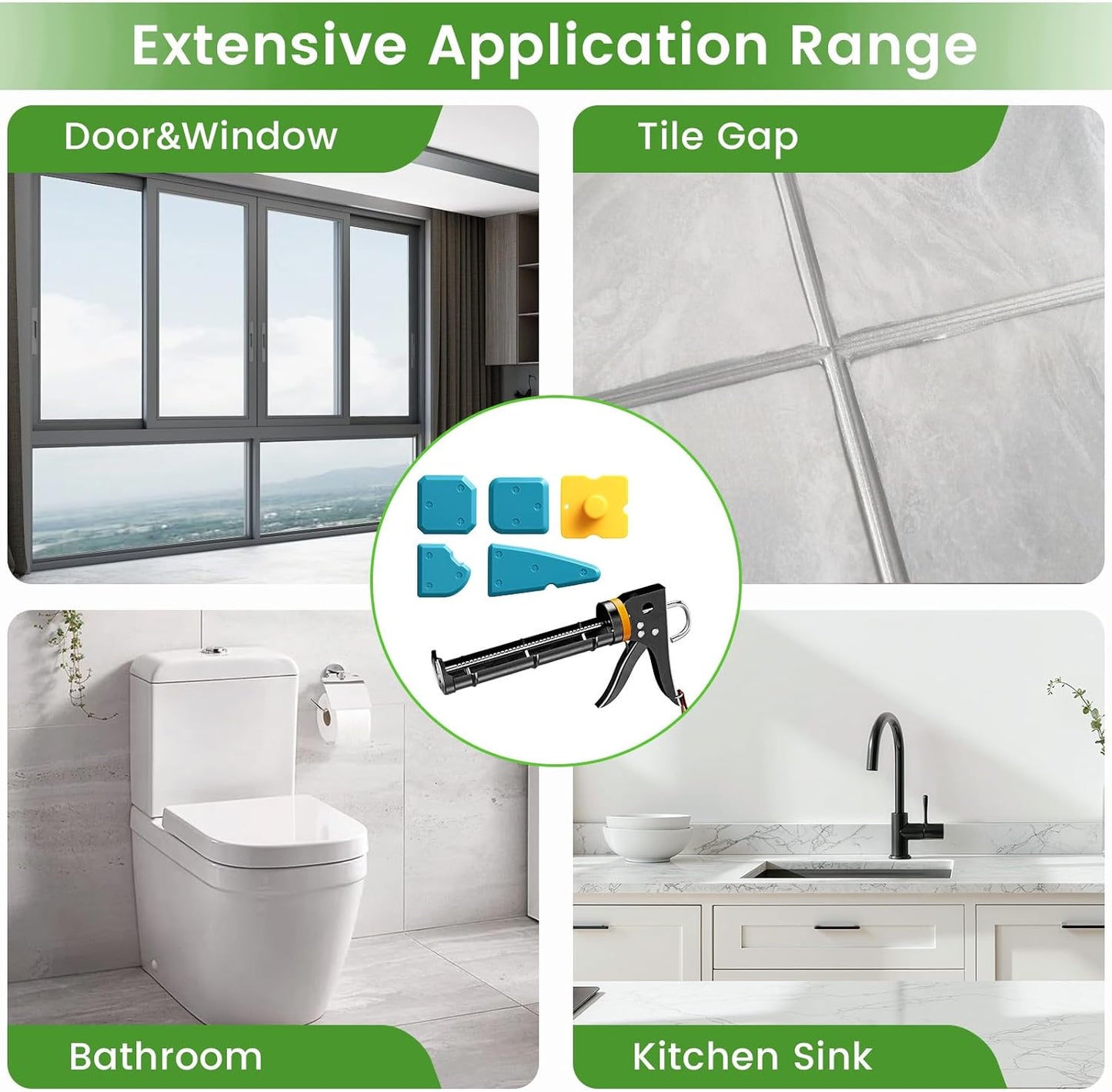 5-in-1 Caulking Tool Kit – Caulk Gun, Remover, Scraper & Finishing Set for Bathroom, Kitchen & Windows