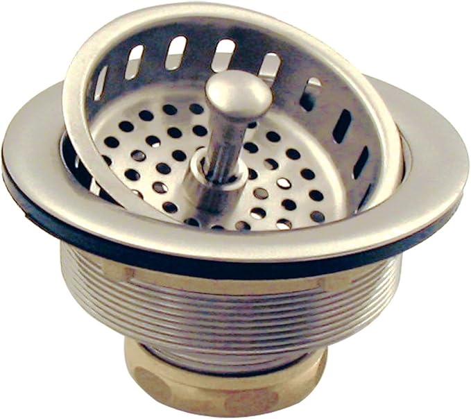 Westbrass D214-07 3-1/2" Post Style Large Kitchen Sink Basket Strainer, Satin Nickel