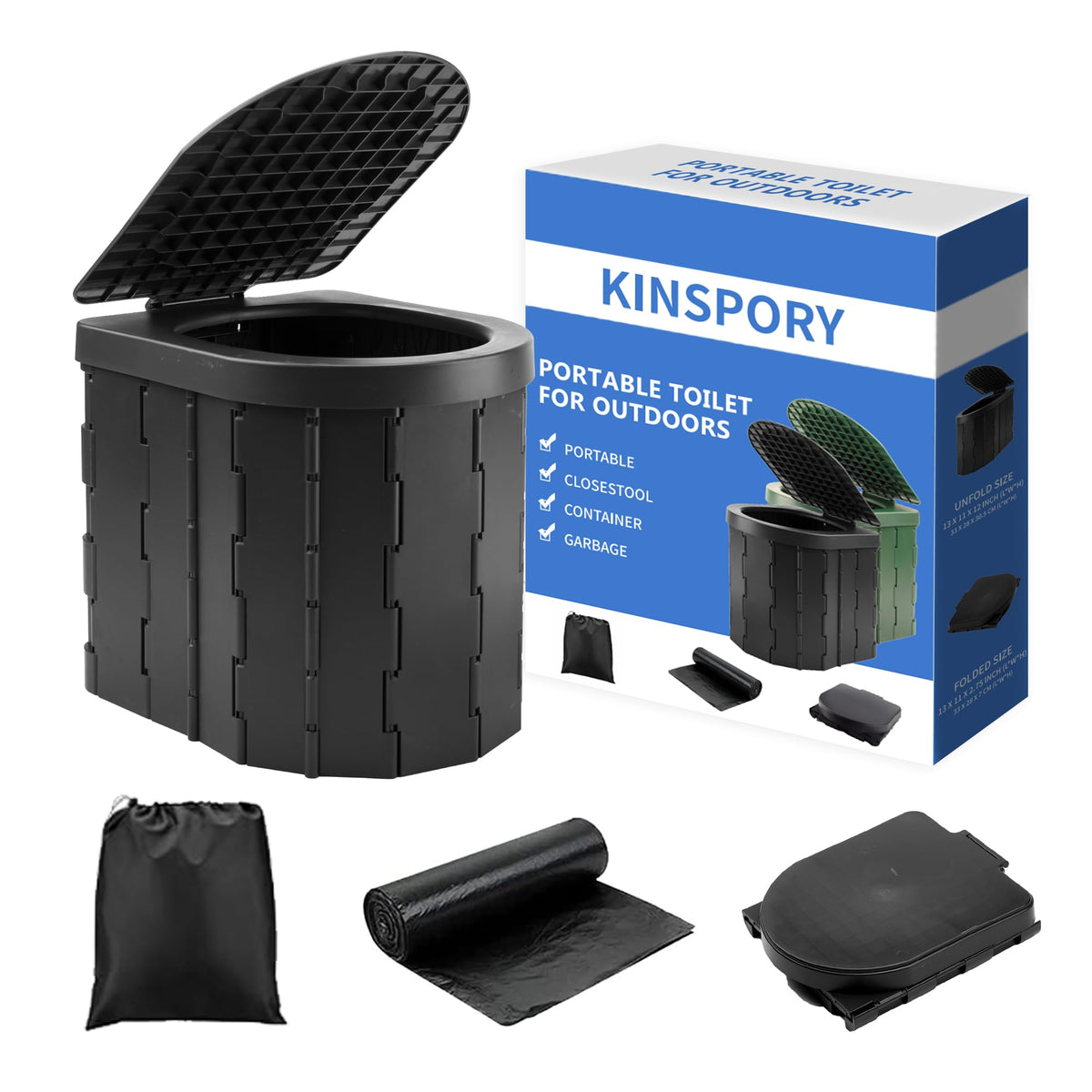 KINSPORY Camping Toilet, Portable Toilet for Adults & Kids - Image 1