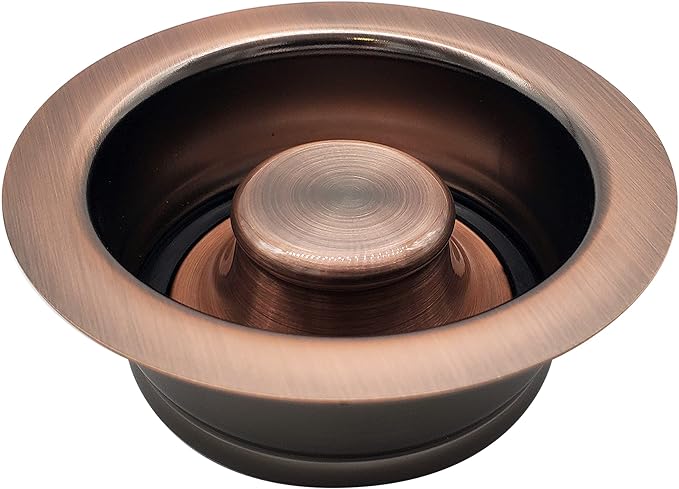 Westbrass D2165-11 Post Style Large Kitchen Basket Strainer with Waste Disposal Flange and Stopper, Antique Copper