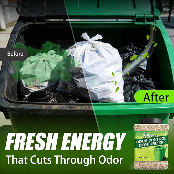 1.5 lbs Trash Can Deodorizer & Absorber – Outdoor Garbage Bin Odor Eliminator for Dumpster, Trash Barrel & Recycling Can, Long-Lasting Fresh Clean Scent
