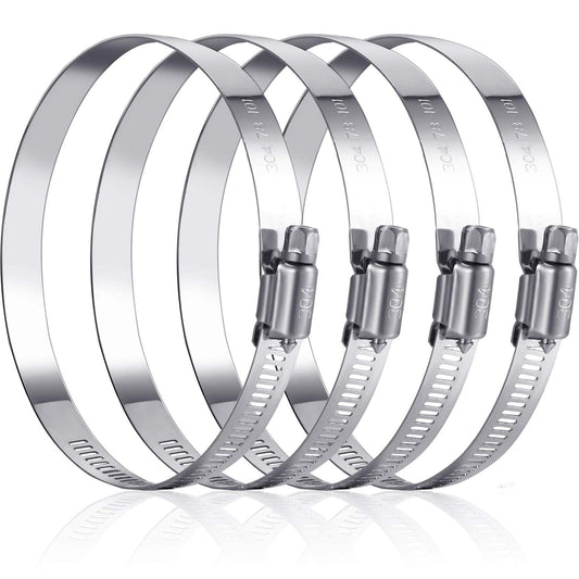 Boao Adjustable 304 Stainless Steel Duct Hose Clamp, 4 Pieces - Image 1