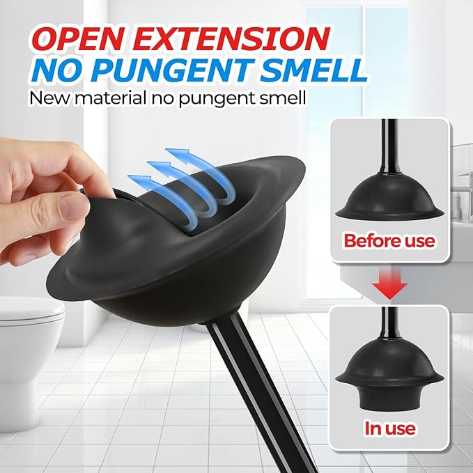 3Pack Toilet Plunger with Holder, Plungers for Bathroom with Holder, Toilet Plunger with Cover, Bathroom Plunger, Bathroom Decor, Toilet Bowl Cleaners, Bathroom Accessories, Black