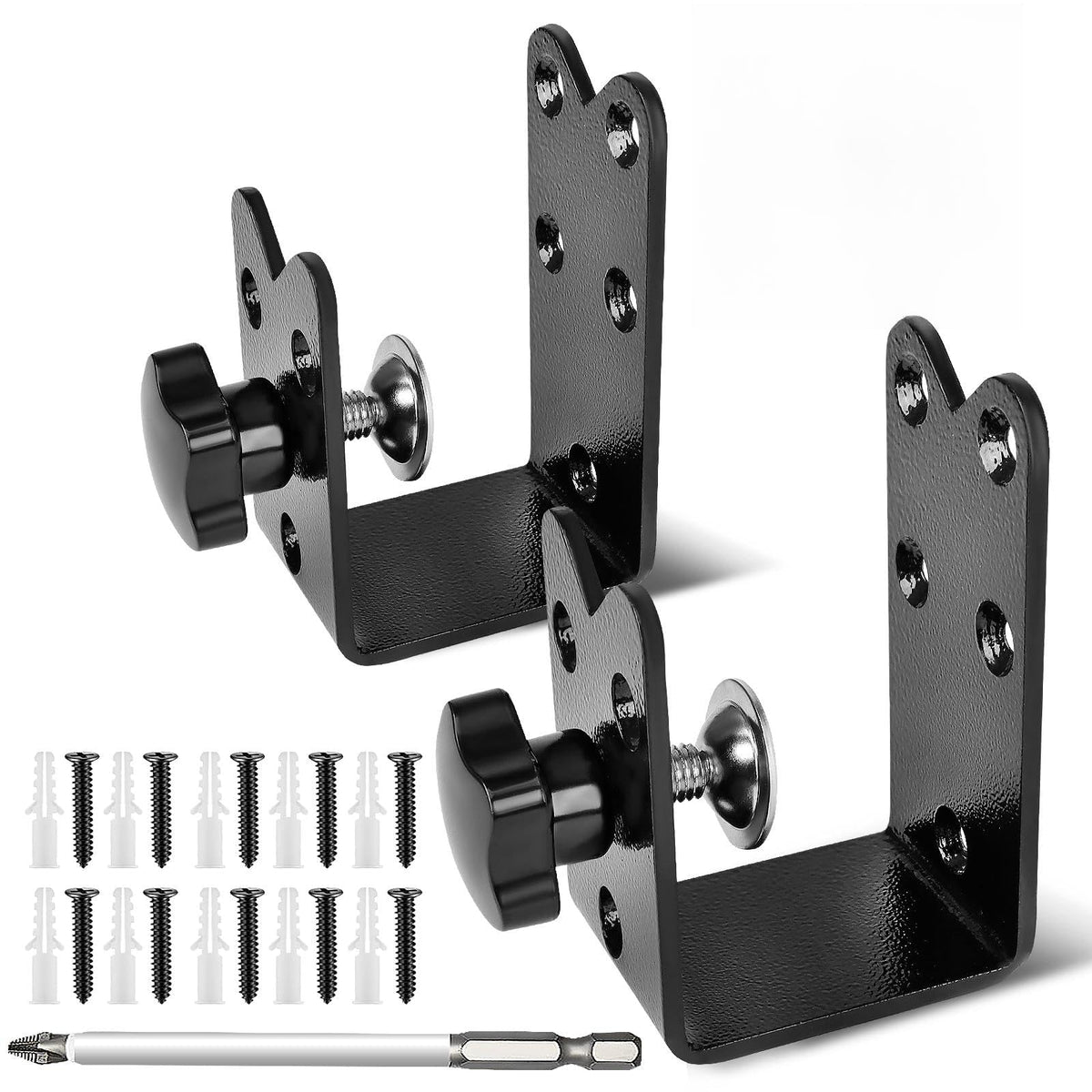 2 Pcs Twist-to-Lock Door Barricade Brackets - Heavy Duty Steel - Image 1