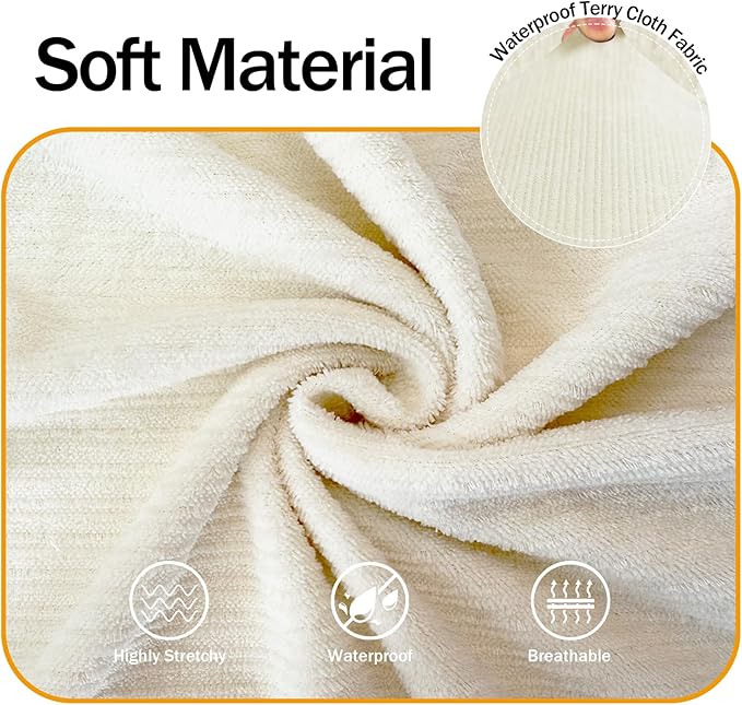 Waterproof Stretch Spandex Chair Sofa Slipcover - Non-Slip Soft Couch Cover with Elastic Bottom, Washable Leakproof Furniture Protector for Kids, Pets, Dogs & Cats (Chair, Light Yellow)