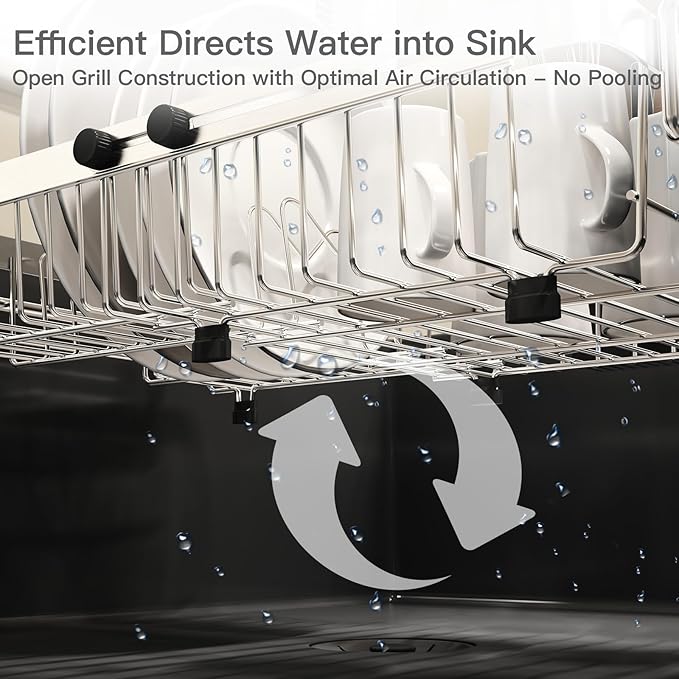 MAJALiS Small Expandable Over The Sink Dish Drying Rack Drainer In Stainless Steel Metal For Kitchen, Counter Space Saving Compact Plate Dryer Strainer Adjustable Hanging Inside Sink Wire Drain Holder
