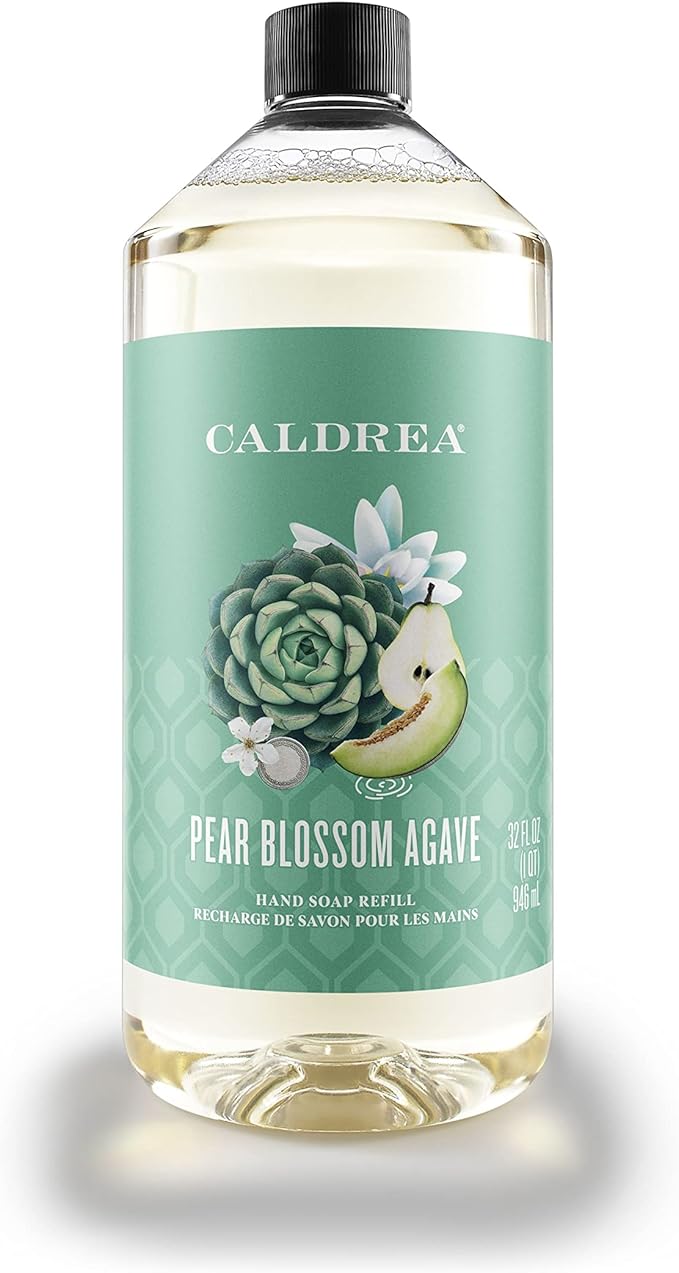 Caldrea Hand Soap Refill, Aloe Vera Gel, Olive Oil And Essential Oils To Cleanse And Condition, Pear Blossom Agave Scent, 32 Oz