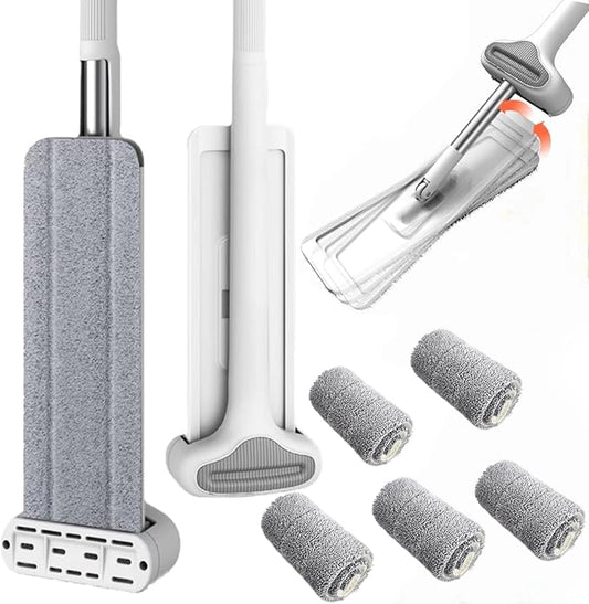Wet Dry Flat Mop for Hardwood Floor Cleaning, with 6 Replaceable Washable Pads, 360° Swivel Hardwood Floor Cleaner for Home Kitchen Tile & Laminate Floors