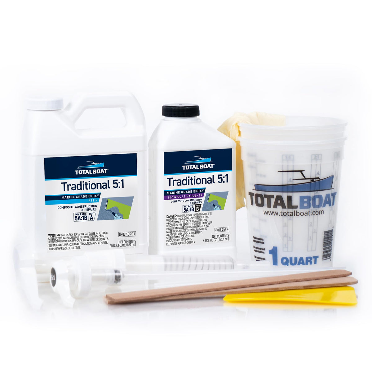 TotalBoat 5:1 Marine Epoxy Resin for Fiberglass & Wood - 1 Quart - Image 1