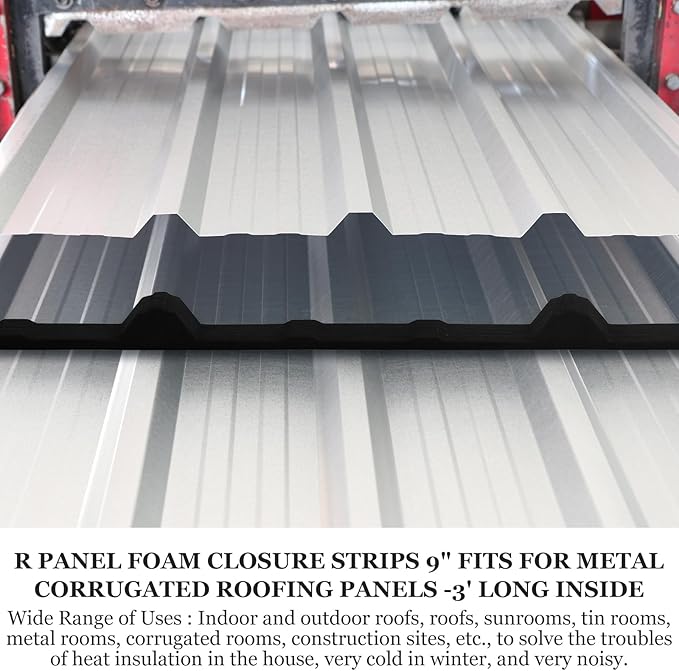 35 Pcs 9 in Metal Roofing Foam Closure Strips Panels 3 ft Long Inside Outside Classic Rib Profile Roof Closure Strips for Insulation Weather Barrier and Noise Moisture (Interior)