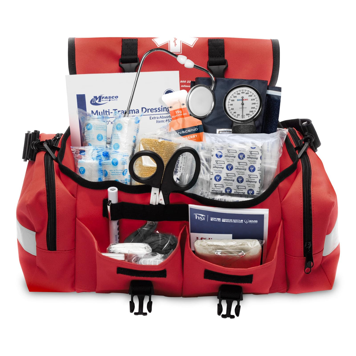 MFASCO Complete Emergency Response First Aid Kit Trauma Bag, Red - Image 1