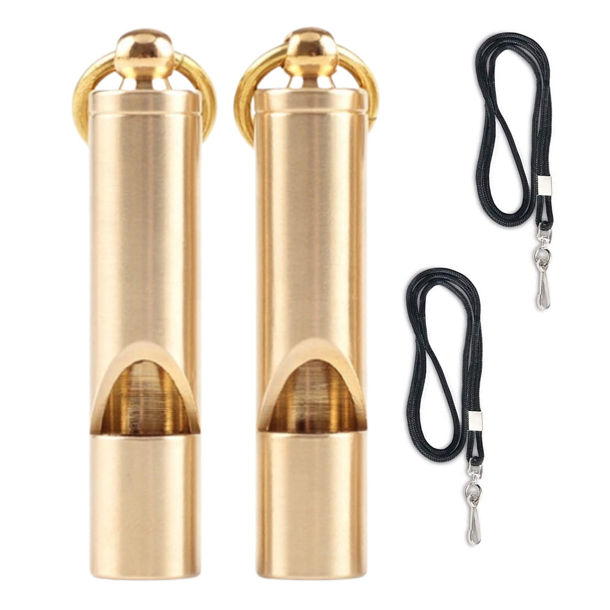Premium Brass Whistles 125 decimals Set of 2 - Includes 2 Black - Image 1
