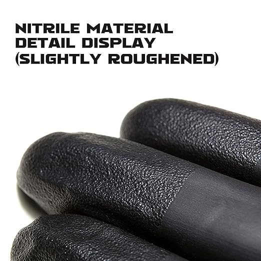 GMG SINCE1988 Exam Gloves, Nitrile Disposable Gloves Latex Free Powder Free, 50 Pack Black Nitrile Gloves, Large