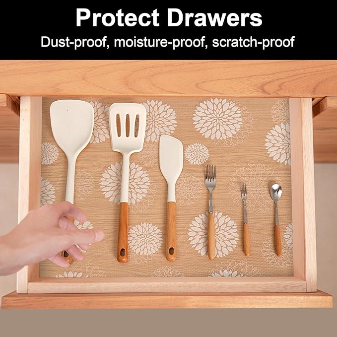 Cooyes Shelf and Drawer Liners for Kitchen Cabinets, Non Adhesive Cabinet Liner, EVA Waterproof Durable Non-Slip Drawer Mats for Shelves, Refrigerator, Storage, Desks（23.6" W x 118" L）