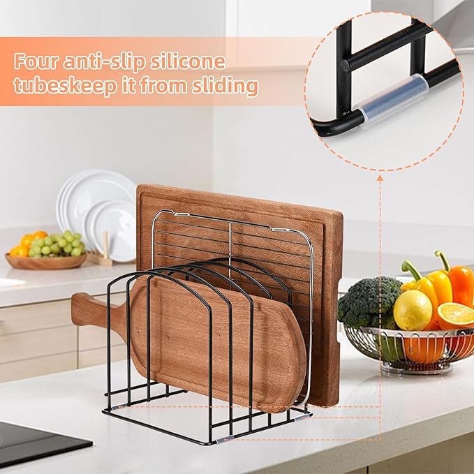 5-Slot Cutting Board Organizer, Bakeware Organizer, and Kitchen Cabinet Organizer for Baking Trays and Cookie Sheets (2pcs 5 Slots for one size)