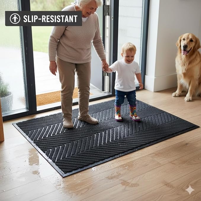 Front Door Mat,2'x6' Indoor Outdoor Entry Mat, Commercial Door Mat Indoor Outdoor Entrance, Heavy Duty Welcome Mat, Rubber Backing Non Slip Doormat for Entryway,Large Industrial Entry Rug