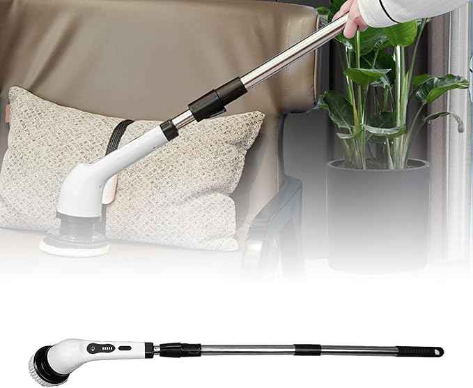 Electric Spin Scrubber Cordless Bathroom Scrubber with 6 Replaceable Brush Heads Adjustable Extension Handle Water Proof Shower Cleaner Brush for Bathtub Glass Car