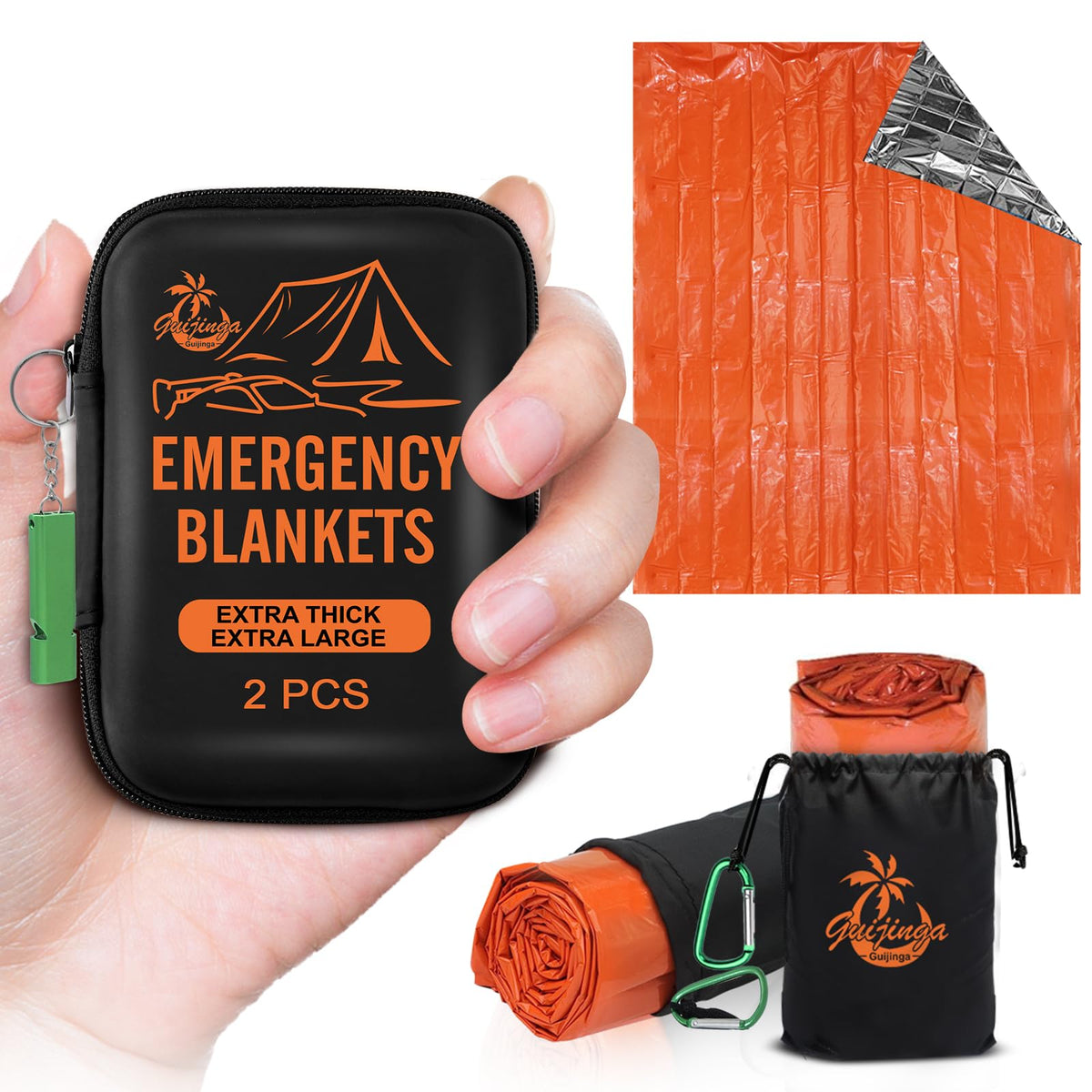 Emergency Blankets for Survival 2-Pack, Extra Thick - Image 1