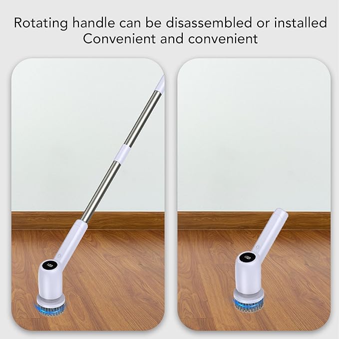 Electric Rotating Scrubber, Power Shower Scrubber Multifunctional Cordless Electric Cleaning Brush with Detachable Long Handle for Bathroom