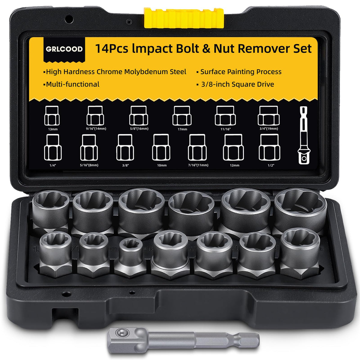 Bolt Extractor Kit, 14 PCS Impact Bolt & Nut Remover Set - Image 1