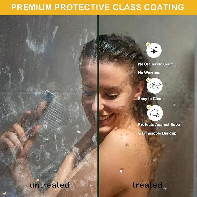 Glass Shower Door 56–60 inch W× 76 inch H, Sliding Frameless Shower Door with Round Stainless Steel Rail and 55mm Rollers, 6mm Tempered Glass, Matte Black, Stylish Bathtub and Shower Enclosure