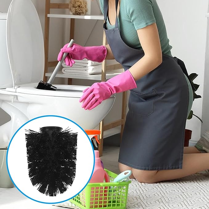 10pcs Heavy Duty Toilet Brush Replacement Heads with Stiff Bristles, Stainless Steel Bathroom Scrubber Brush Refills 75x100mm for Deep Toilet Cleaning