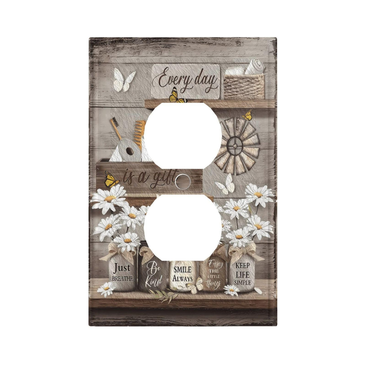 Farmhouse Flowers Daisy Outlet Covers Decorative Light | Home Repair - Image 1