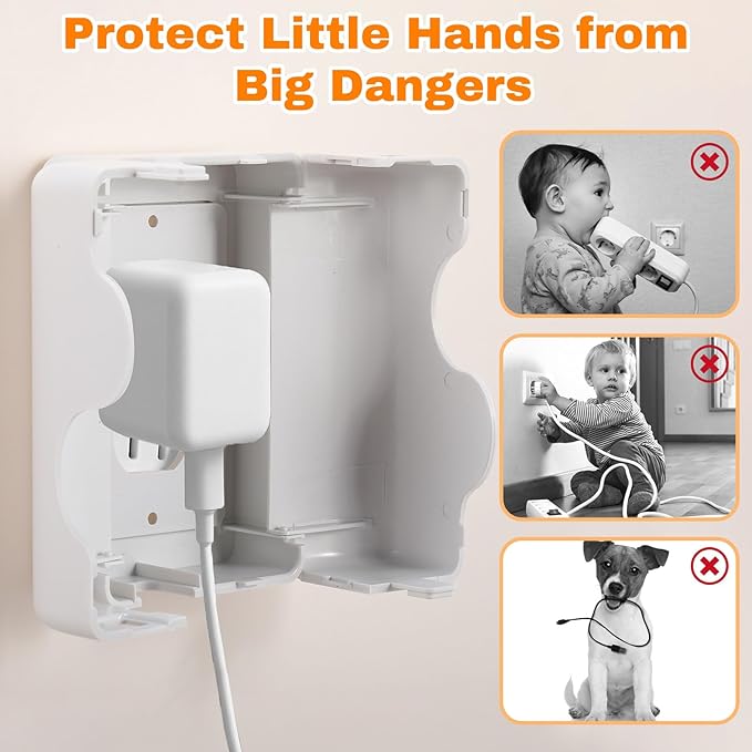 Safety Outlet Cover Box Wall Outlet Cover for Baby Proofing Extra Large Electrical Plugs and Adapters Receptacle Box Receptacle Protector with Childproof Lock & Cable Management (2 Pack)