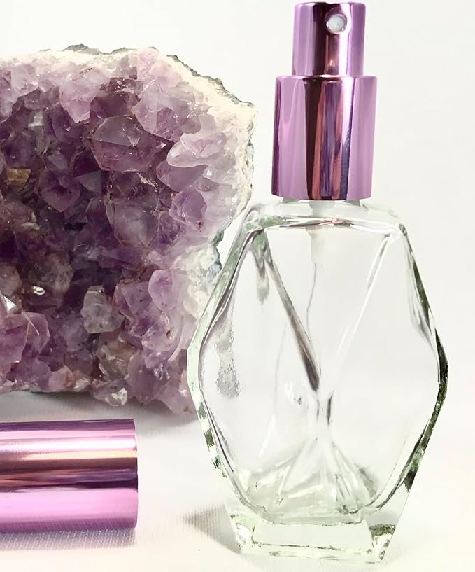 The Parfumerie Clear Glass Diamond 60 ml. Spray Perfume Bottle. Fine Mist Perfume Cologne Atomizer for Essential Oil Aromatherapy Perfume Cologne Refillable (2 oz. 12 Bottles, Purple)