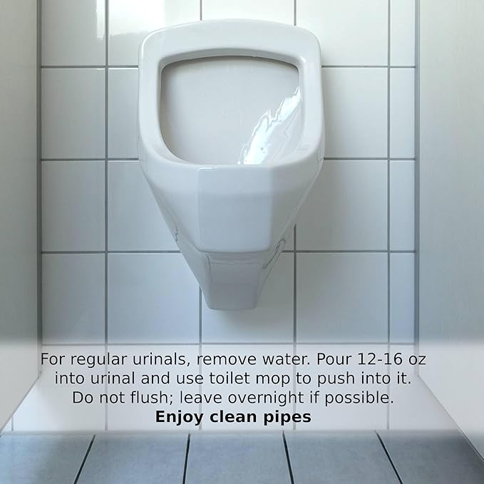 Instant Power Professional Urinal Salt Remover - Helps with Uric Salt Buildup, Dissolves Urine Salt, Urinal Drain Cleaner for Regular and Waterless Urinals, Safe on all Toilet Pipes - 32 fl oz