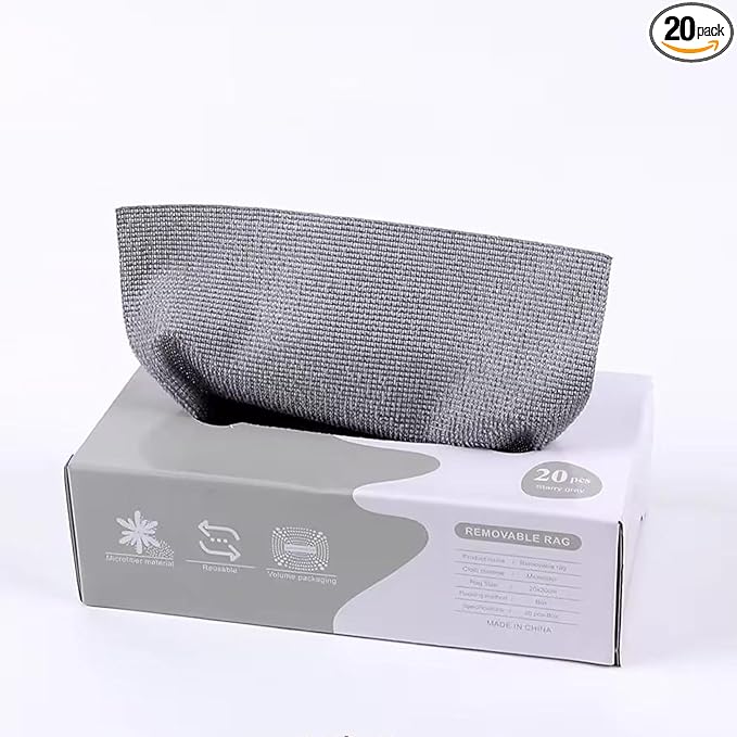 Microfiber Cleaning Towels | Lint-Free| Reusable Cleaning Rags for Home |Kitchen, Car | Ultra Absorbent Washable | Streak-Free Towels for Dishes, Glass, Counters (20- Pack) (Grey)