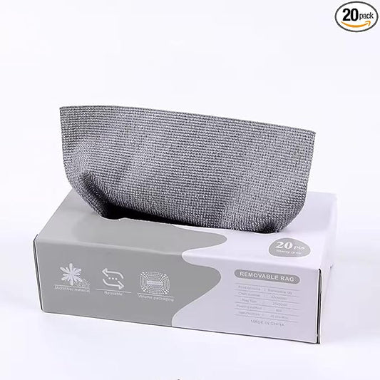 Microfiber Cleaning Towels | Lint-Free| Reusable Cleaning Rags for Home |Kitchen, Car | Ultra Absorbent Washable | Streak-Free Towels for Dishes, Glass, Counters (20- Pack) (Grey)