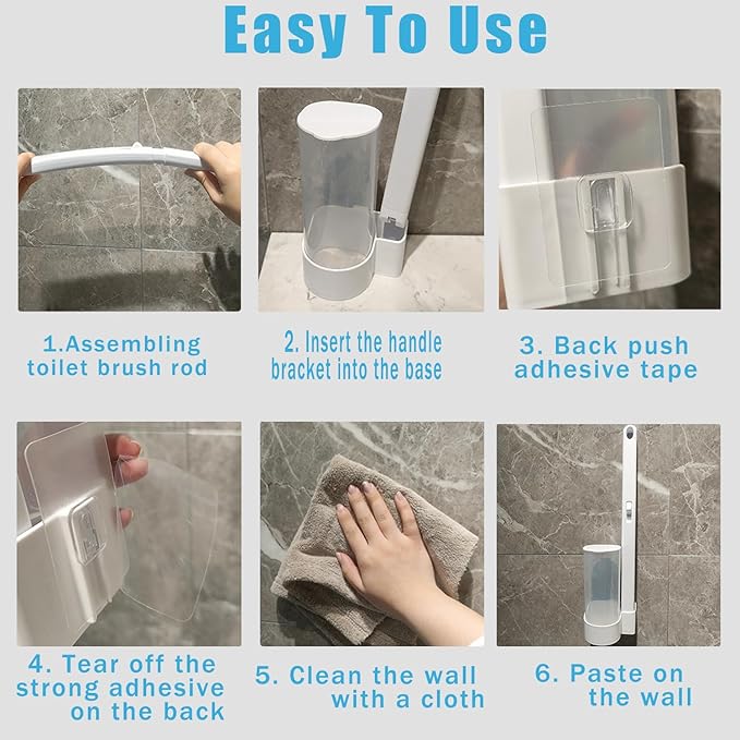 Disposable Toilet Brush and Holder Set with 48 PCS Refills, Deep Cleaning Toilet Bowl Cleaner Wands for Toilet Bowl, Sink, Toilet Cleaning System Starter Kit