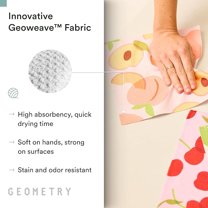 GEOMETRY Kitchen Dish Cloths - Quick Dry Dishcloths for Kitchen - Premium Dish Rags with Geoweave - (Bunny Bloom, 3-Pack Set)